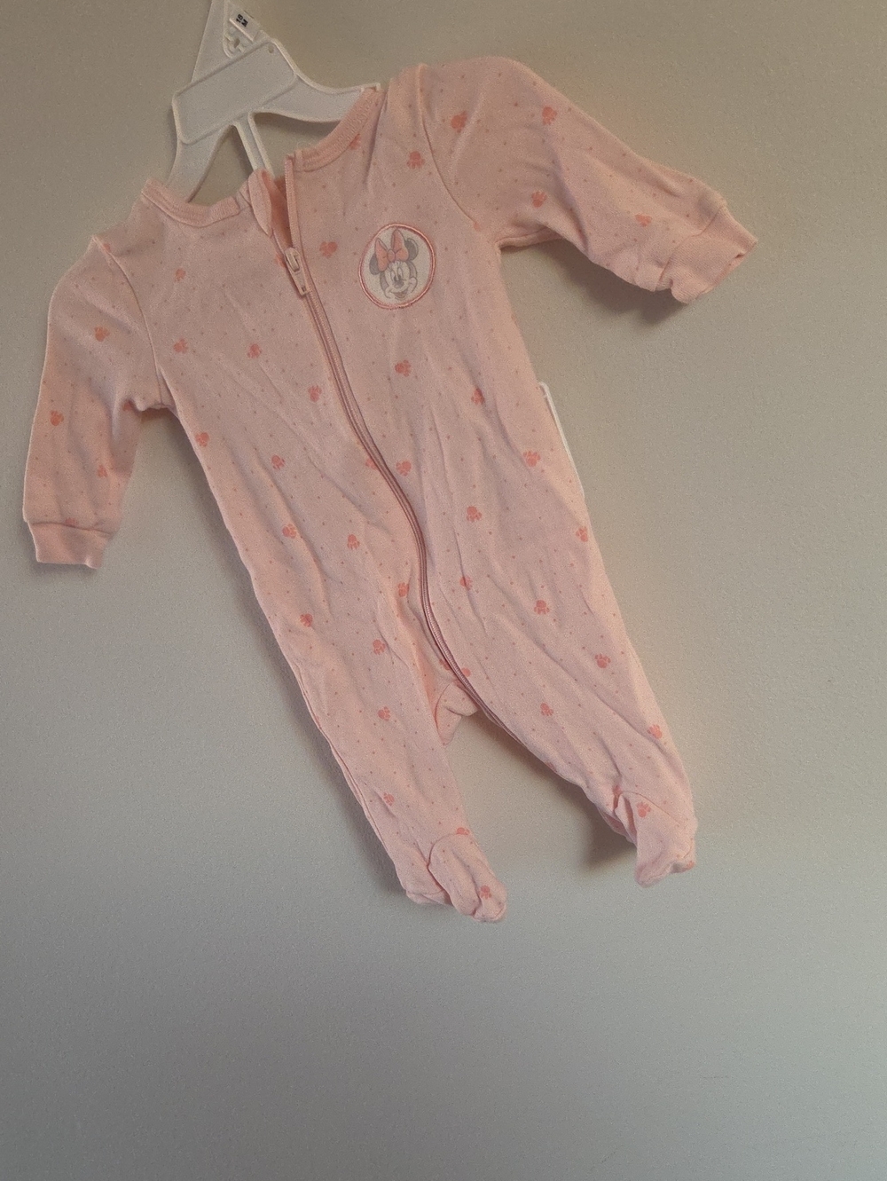 Pink Minnie Mouse Footed One-Piece Zipper Pajamas